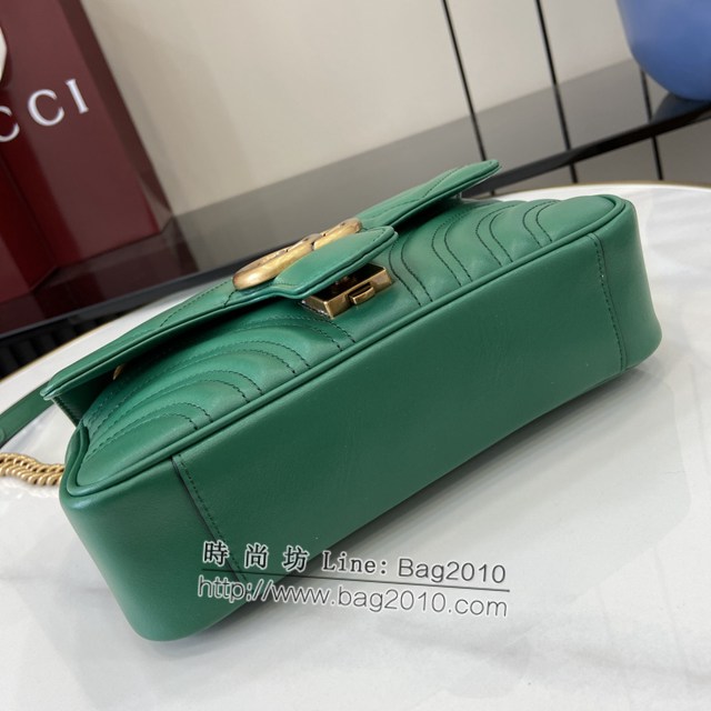 Gucci專櫃古馳最新款Marmont系列絎縫迷你手袋原廠皮鏈條女士挎包 jh2202型號：446744